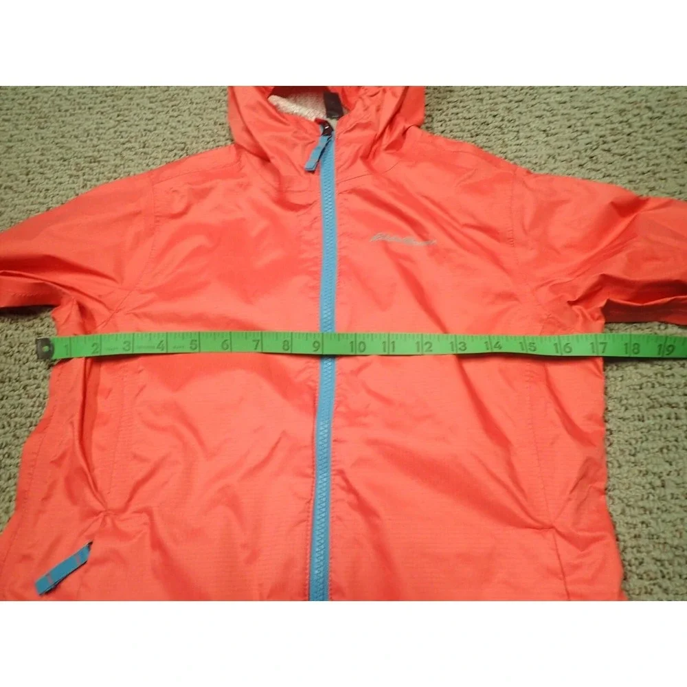 Eddie Bauer Rain Jacket Girls Size 10‎ M Coral Pink Excellent WeatherEdge Hooded
